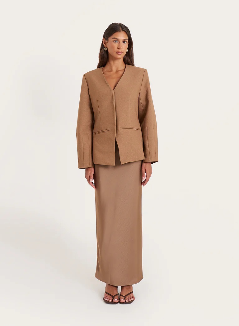 4th &amp; Reckless UK, Mocha Satin Maxi Skirt