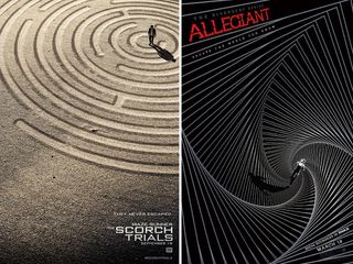 The Scorch Trials poster features a literal maze, while the poster for Allegiant is more abstract