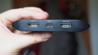 Elgato HD60 X has three ports: An HDMI in, USB-C, and HDMI out port.