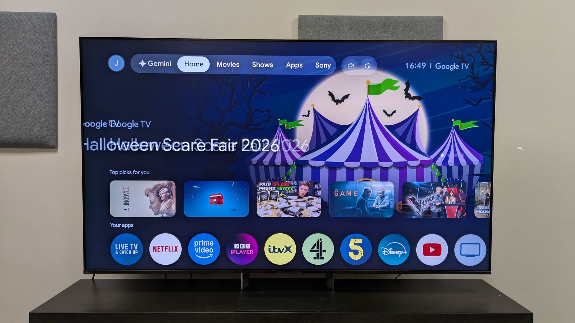 Sony Bravia 9 II with Google TV home page on screen