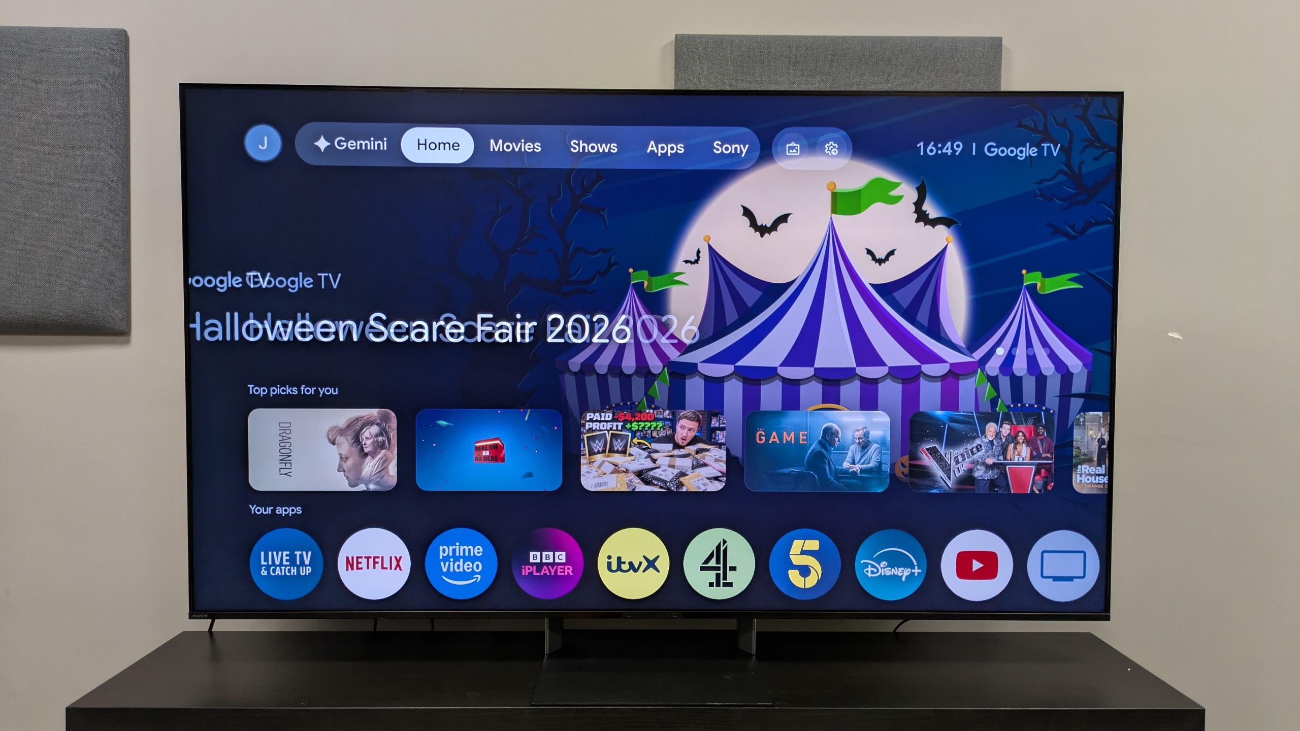 Sony Bravia 9 II with Google TV home page on screen