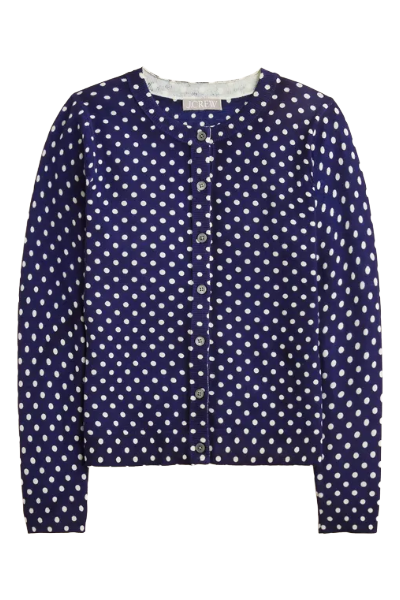 J.Crew, Carolyn Cardigan in Polka-Dot Merino Wool (Was $148)