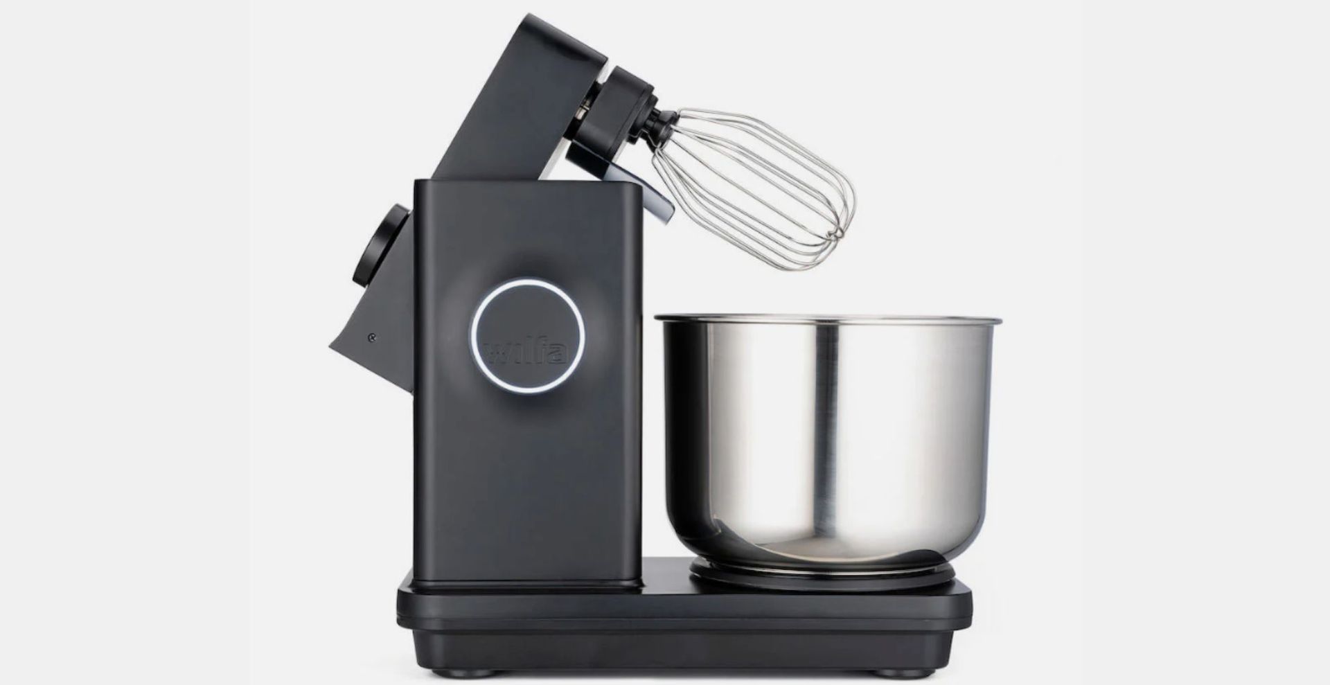 A black stand mixer by Wilfa