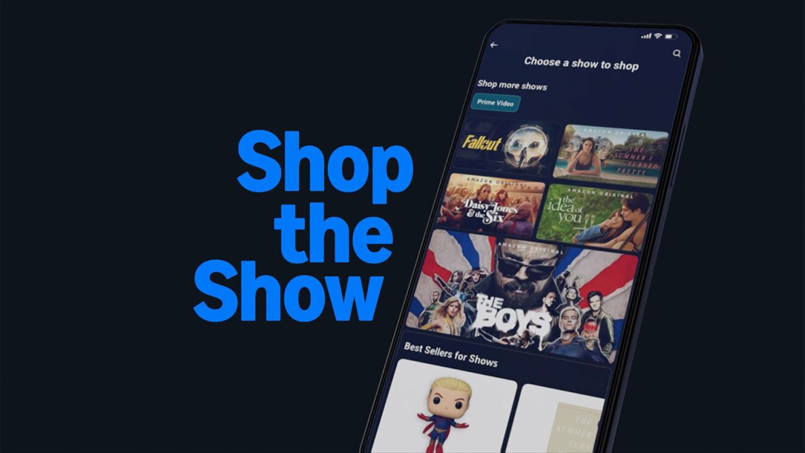 A phone showing the Amazon's app Shop the Show feature
