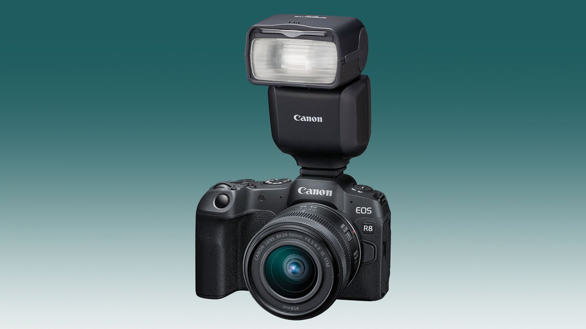 Canon Speedlite EL-10 against a teal background