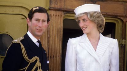 Diana Princess of Wales with Prince Charles on board a ship at the naval base on April 20, 1985 in La Spezia, Italy during the Royal Tour of Italy