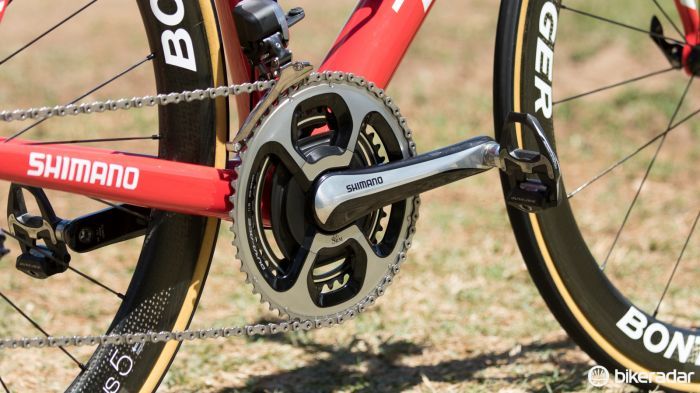 Trek Factory Racing are sponsored by SRM - here the team uses a SRM Shimano 11-speed crank