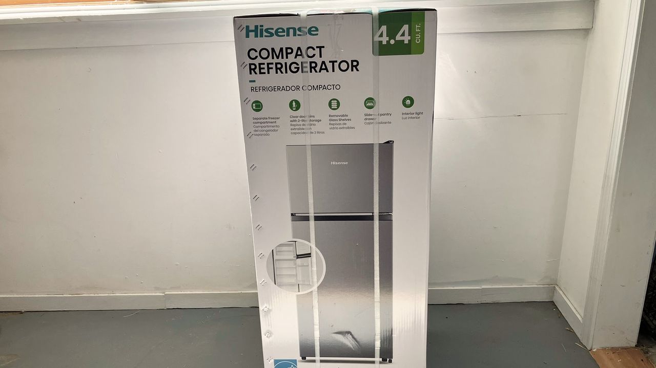 Hisense 4.4-cu ft Mini Fridge with Freezer being tested in writer's home