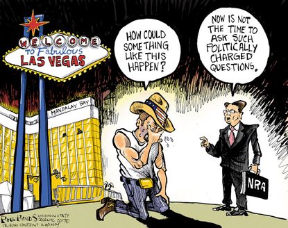 Political cartoon U.S. Las Vegas shooting NRA gun control