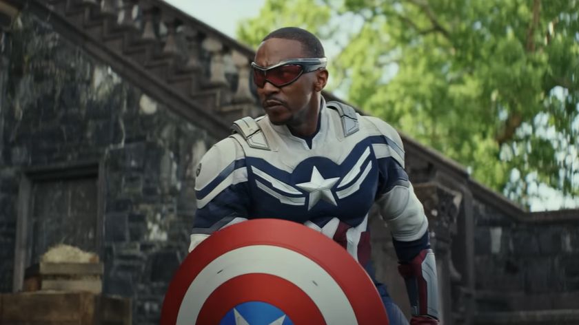 Anthony Mackie&#039;s Sam Wilson standing in a compound&#039;s courtyard in Captain America: Brave New World