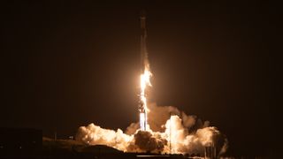 A SpaceX Falcon 9 rocket launches 20 Starlink satellites from Vandenberg Space Force Base in California on May 10, 2024.