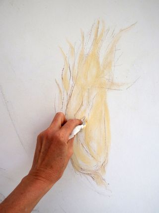 pastel pencils and conte crayons being used to make drawings of natural elements