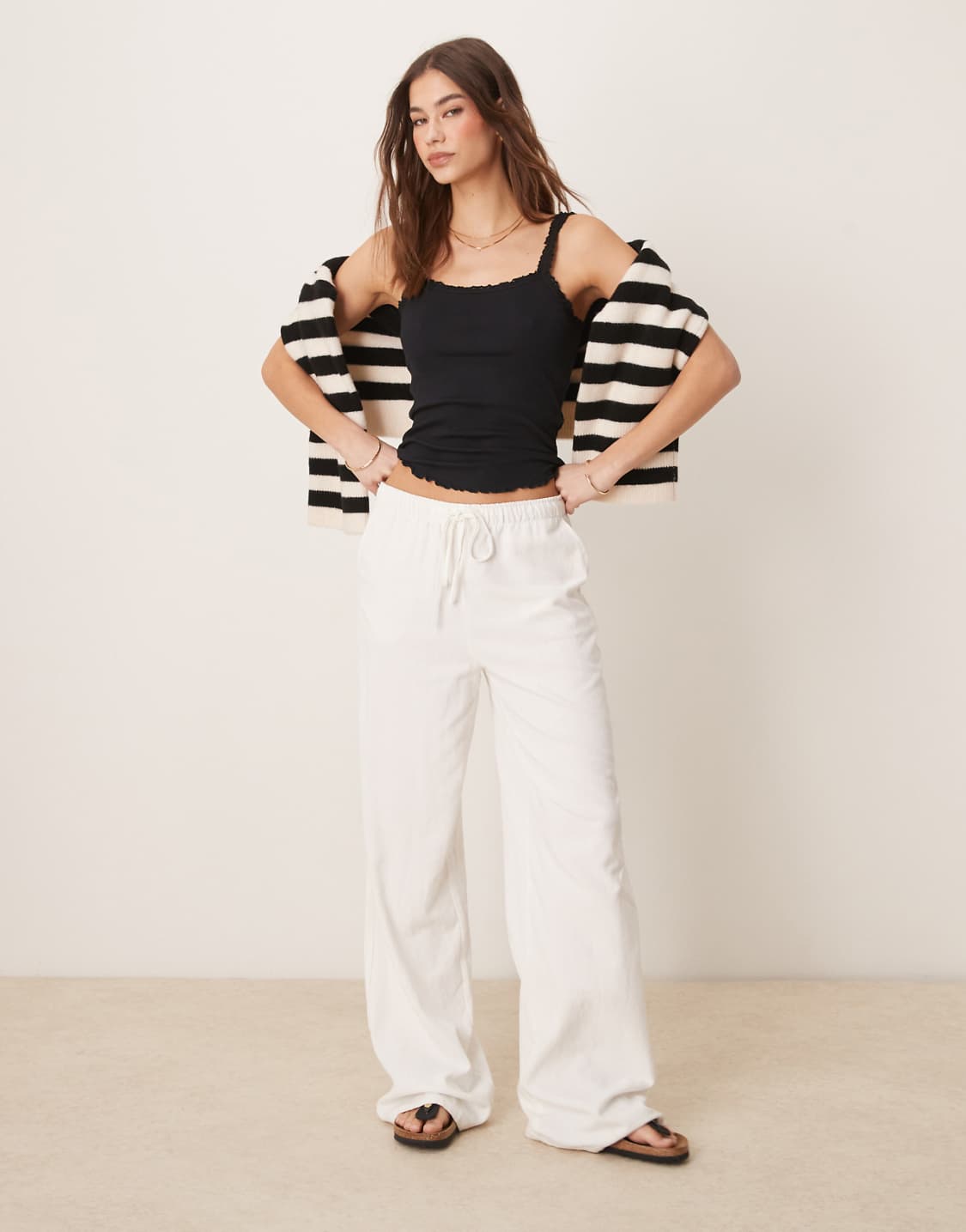 Stradivarius, Linen Pull On Pants