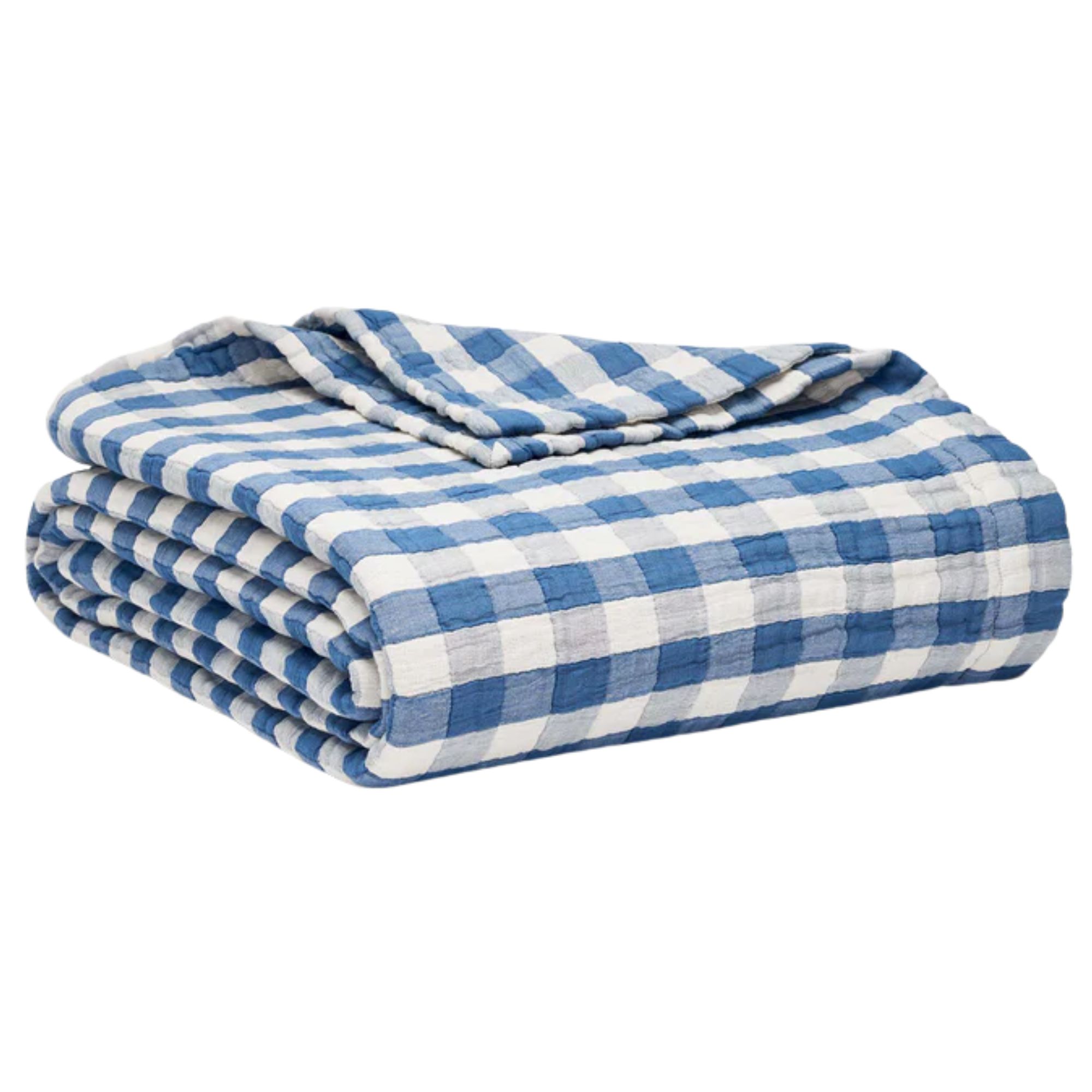 Breezeweave blue and white Cotton Gingham Bed Blanket