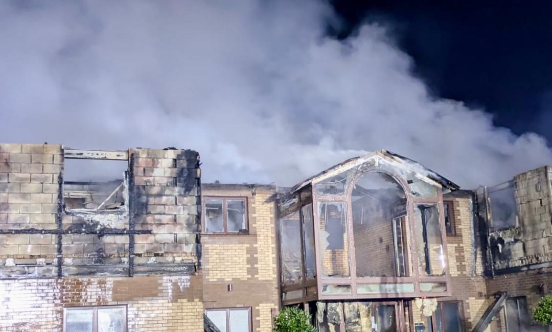 An image of West Essex Golf Club's clubhouse after a fire destroyed most of the building