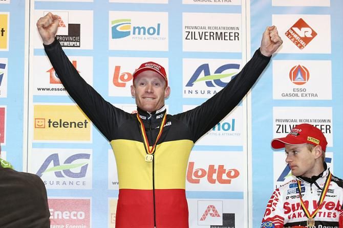 2013 Belgian 'cross champion Klaas Vantornout on the podium in Mol