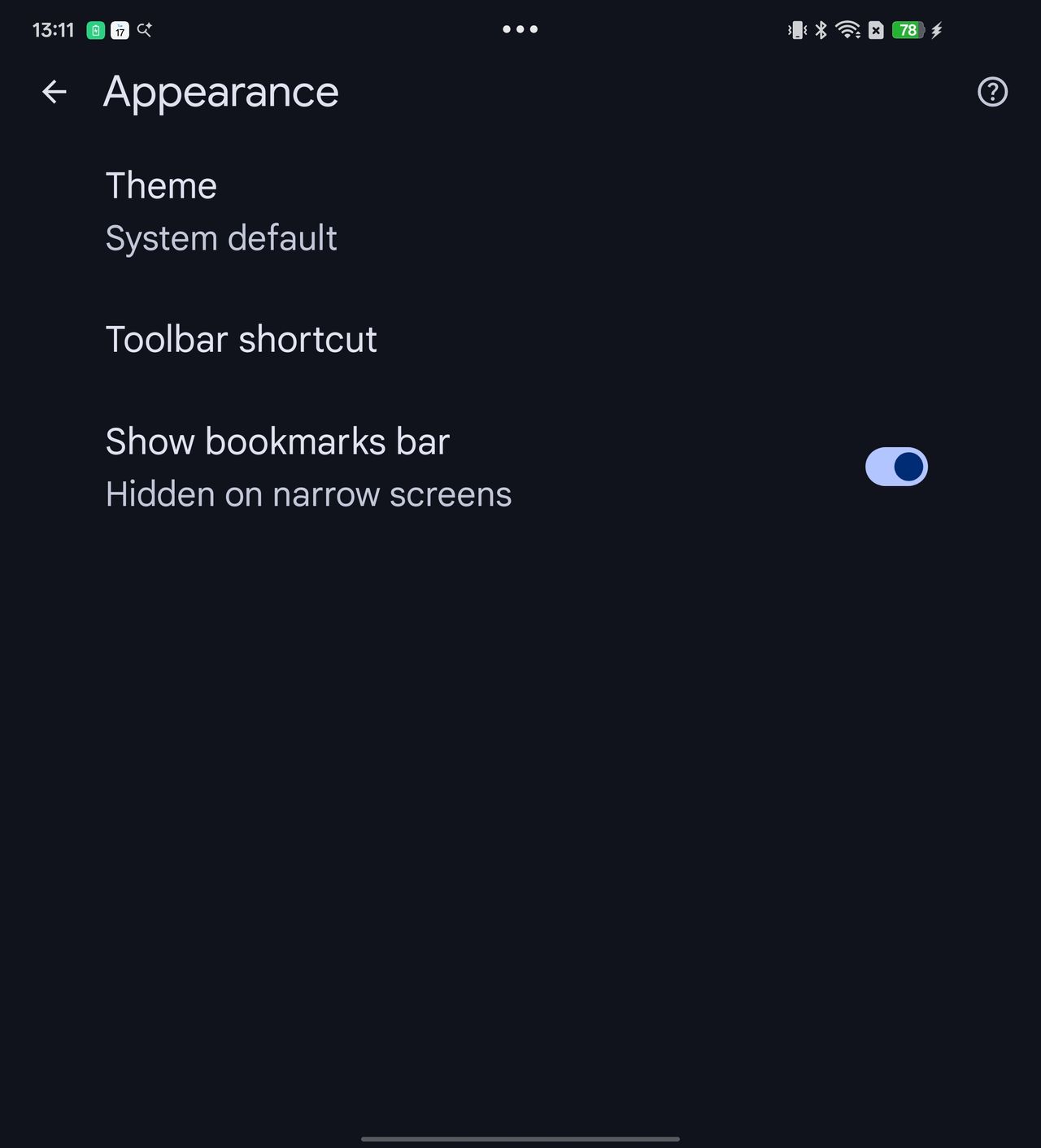Chrome Bookmark Bar on Android