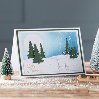 DIY Christmas card with 3d trees and snowy scene