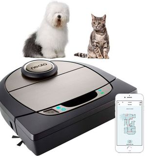 naeto robotic vacuum white dog and cat