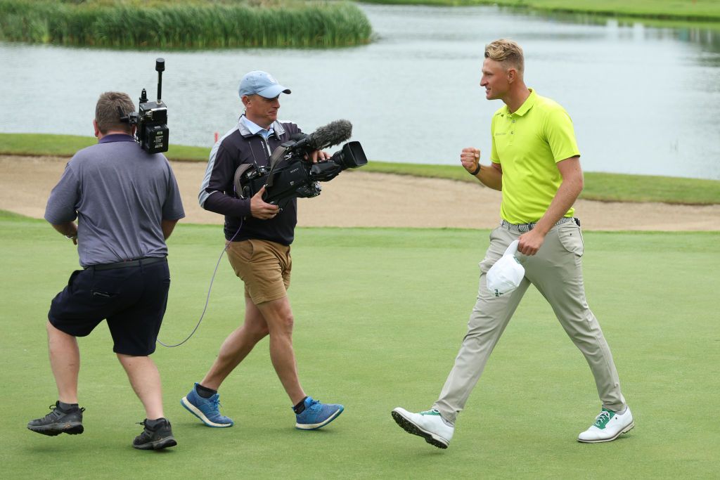 Irish Open live stream: Adrian Meronk celebrates winning the Irish Open of 2022 GettyImages-1406587462 