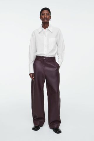 COS Leather Barrel Leg Utility Trousers