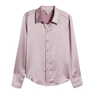 Open Edit Satin Button-Up Shirt