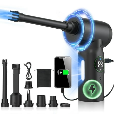 Nexpow Air Duster - 150,000 Rpm Compressed Air Duster With Power Bank&lighting for Office,home,usb, 8.22 X 5.78 X 2.51 in