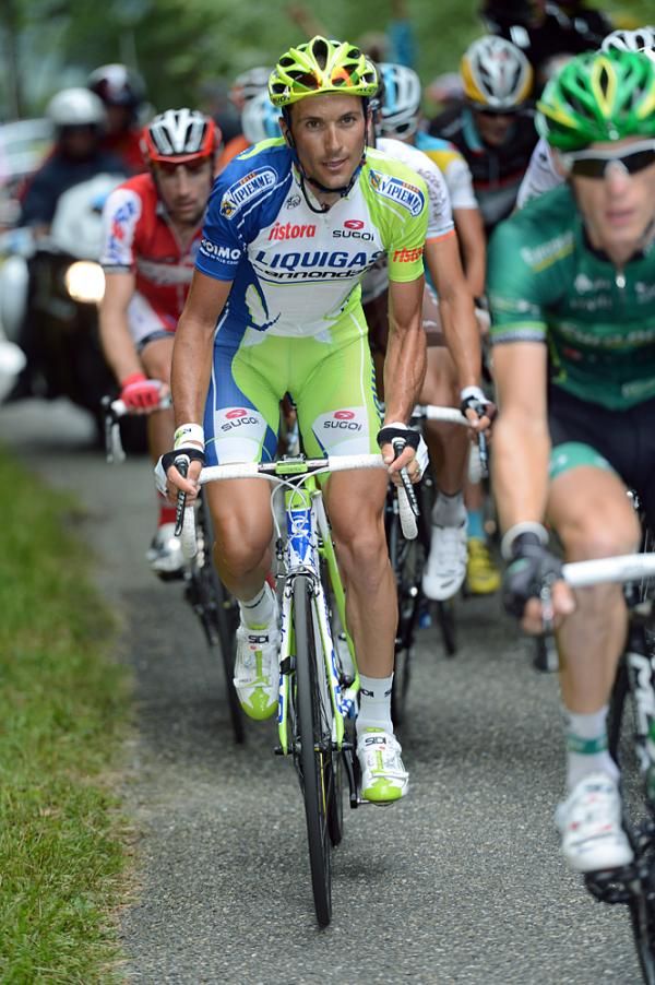 Ivan Basso (Liquigas-Cannondale) in the yellow jersey group