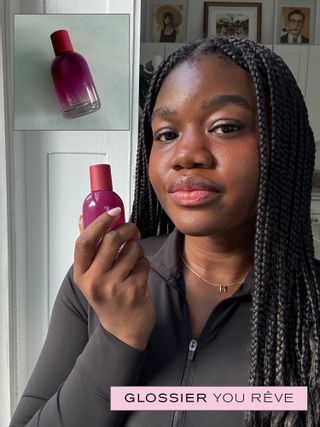 Associate Beauty Editor Maya Thomas with Glossier's Glossier You Rêve Eau de Parfum