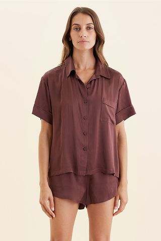 Papinelle Audrey Mulberry Silk Boxer PJ Set 