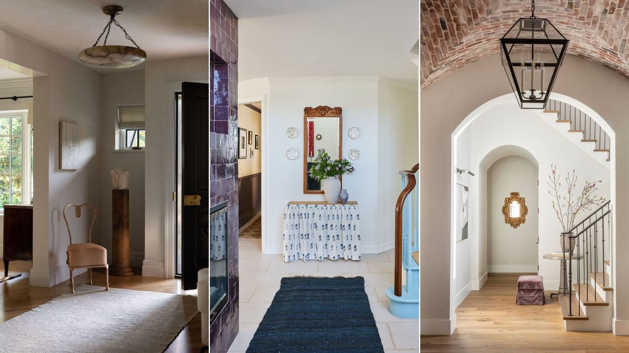 trio of entryway images showing the top entryway trends for 2025