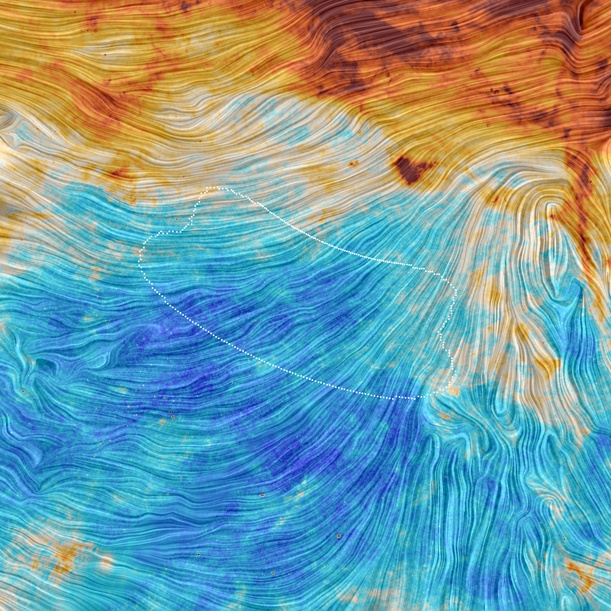 This image by Europe&#039;s Planck satellite captures the same region of sky observed by the ground-based BICEP2 project. Planck data suggest that much of the signal the BICEP2 team interpreted as evidence of cosmic inflation was actually caused by interstella