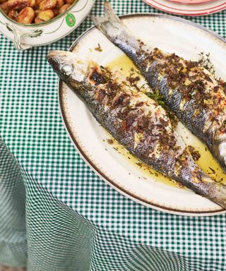 Summer lunch recipes - Charred stone bass with anchovies, rosemary and lemon