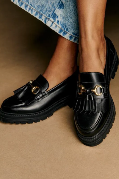 Sezane, Amy Loafers - Glossy Black - Bovine Leather - Sézane
