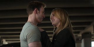 Steve Rogers kissing Sharon Carter in Captain America: Civil War