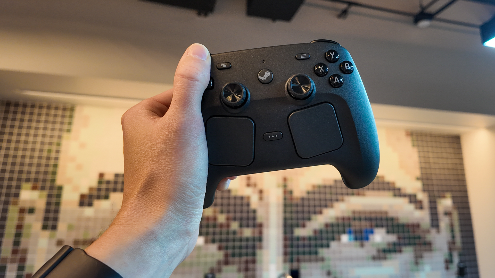 Valve's new and improved Steam Controller during a visit to Valve's HQ in Bellevue, Washington.