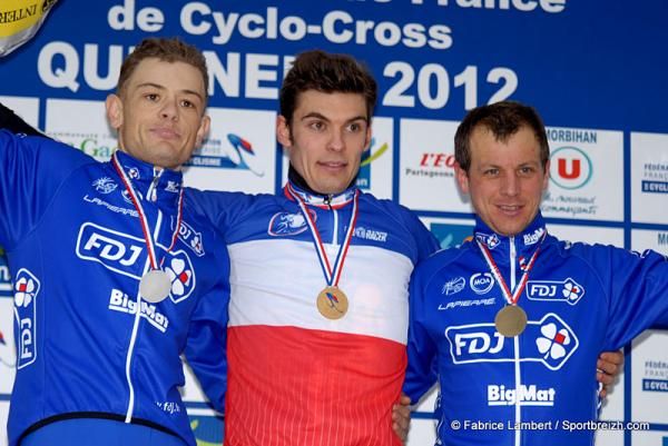 2012 Elite men's French 'cross nats podium: Steve Chainel, Aur&eacute;lien Duval, Francis Mourey