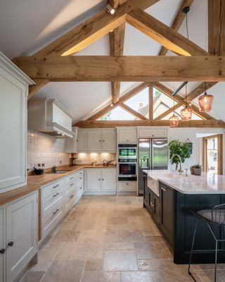 Contemporary kitchen in oak frame extension
