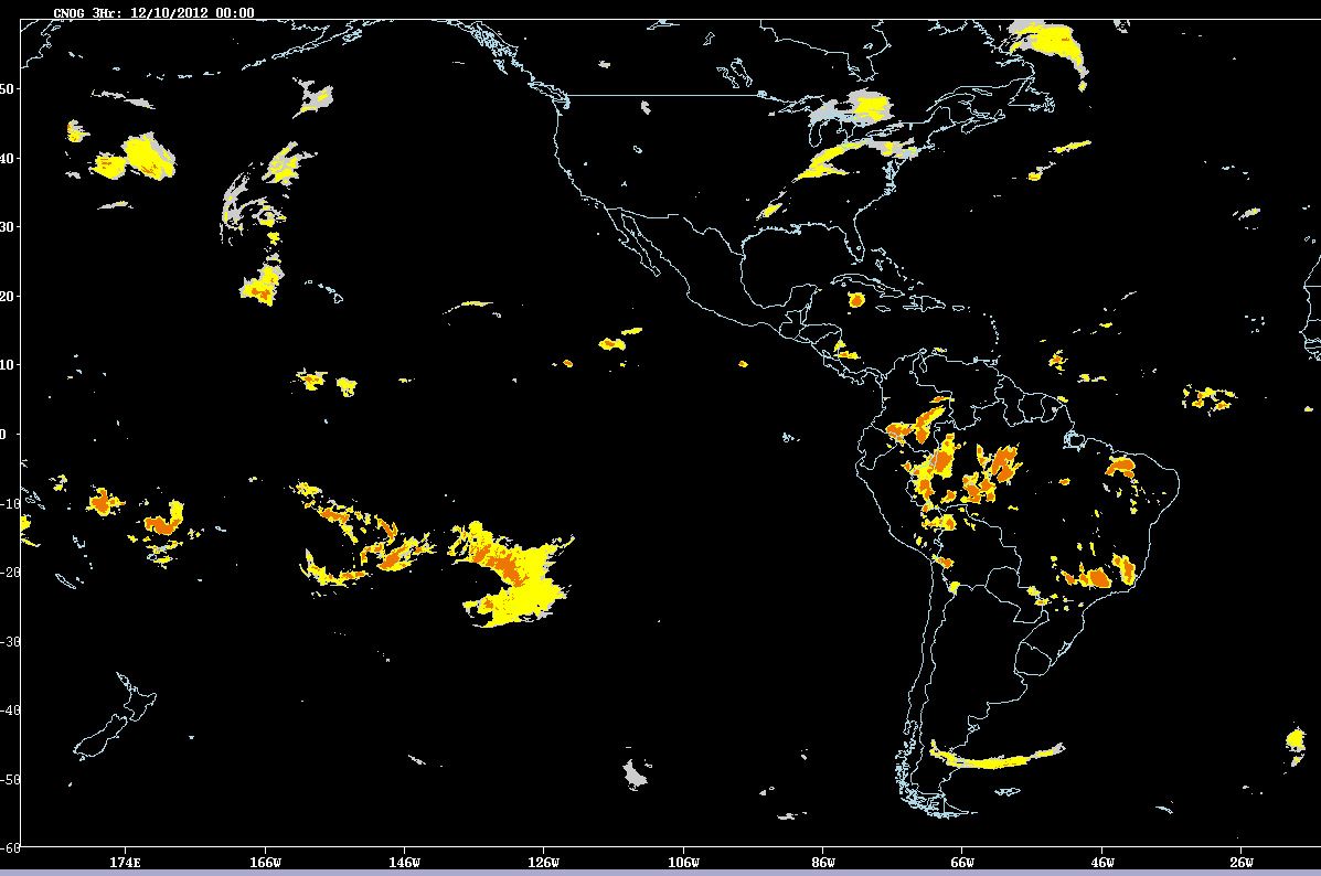 Map of storms over the ocean