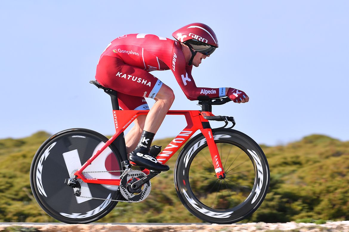 Home rider Jos&eacute; Gon&ccedil;alves in the Volta ao Algarve's stage 3 time trial