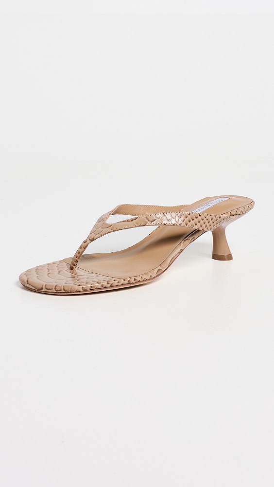 Krista Heeled Thong Sandals - Tan Python