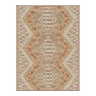 Justina Blakeney Etta Natural & Terra Tufted Rug; a neutral rug with diamond-shaped lines in a soft orange