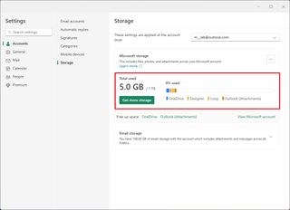 Outlook storage usage