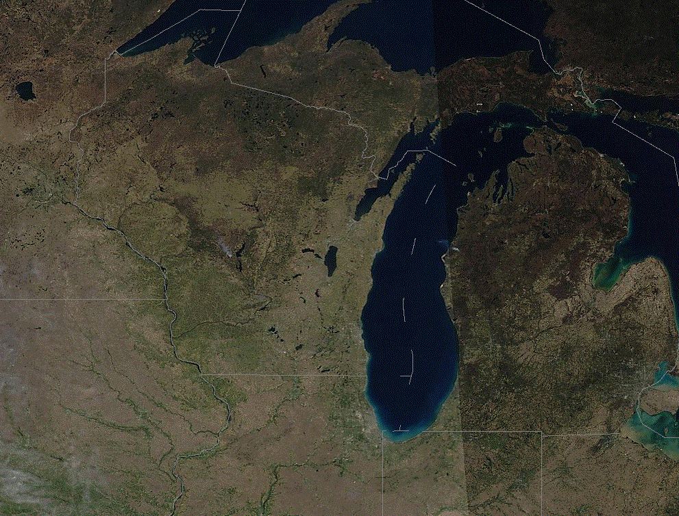 A satellite image taken on April 6, 2012. Notice the green vegetation that grew during March 2012&#39;s record heat.