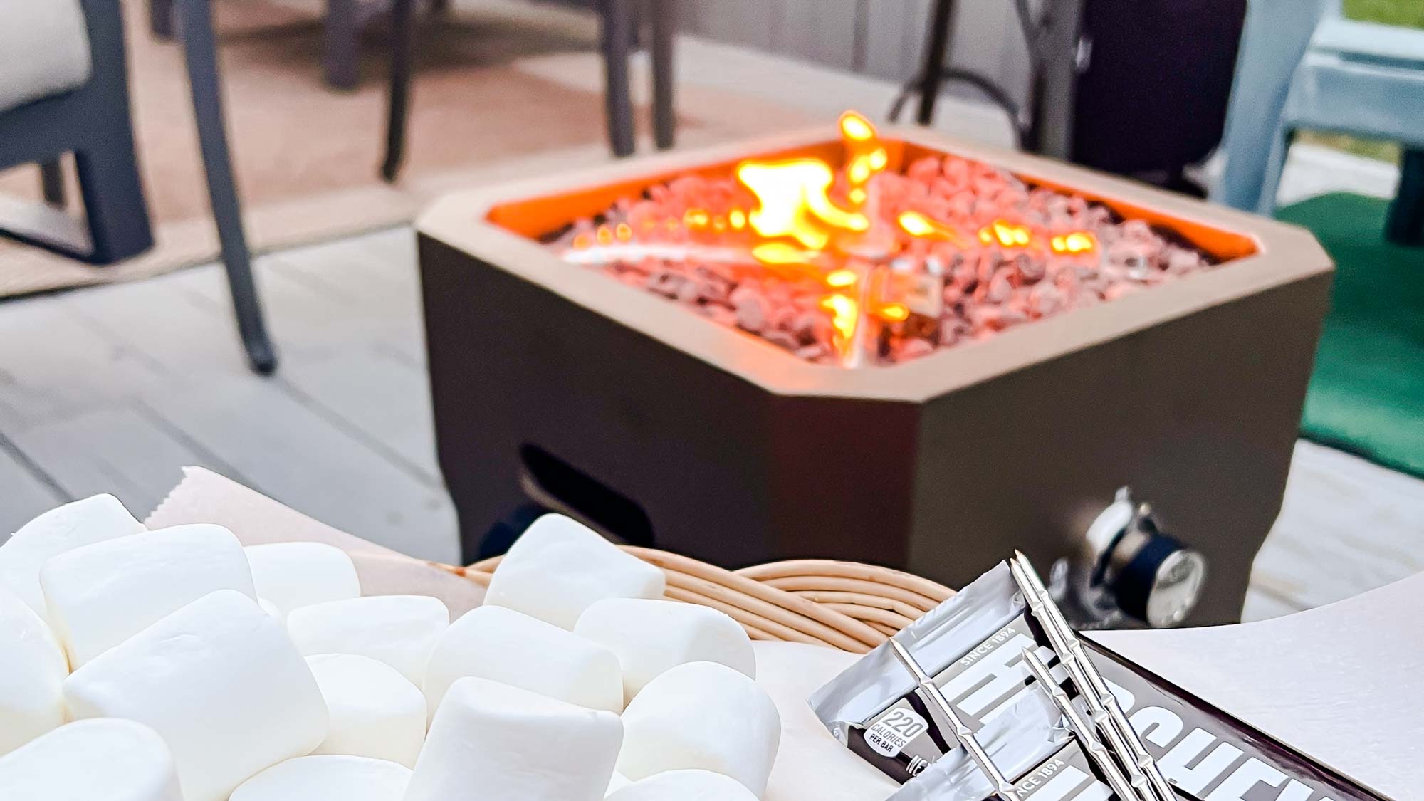 Ukiah Tailgater II fire pit with marshmallows
