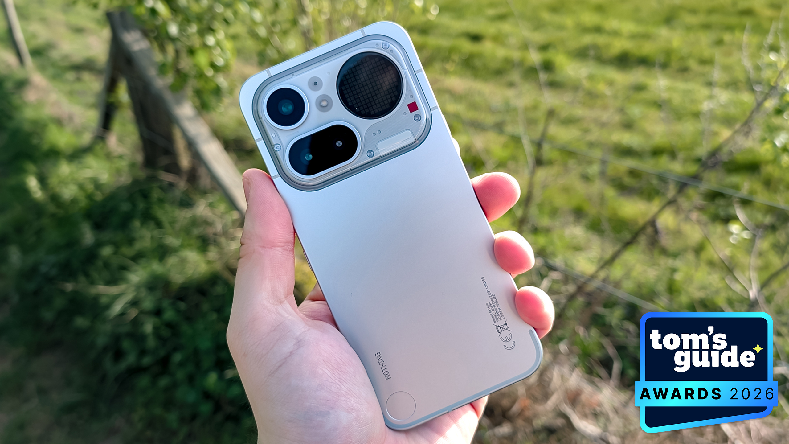 The Nothing Phone 4a Pro in hand with a TG Awards 2026 badge