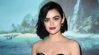 lucy hale with a asymmetric hair bob which is a youthful hair style