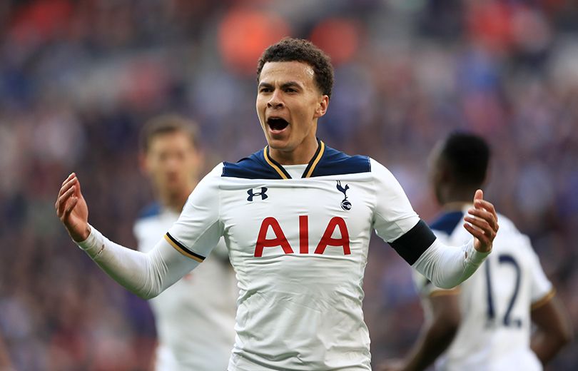 Dele Alli vs Chelsea, 2017 FA Cup semi-finals playing for Tottenham Hotspur as he celebrates