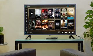 Kodi's home screen has many posters for TV shows on a TV