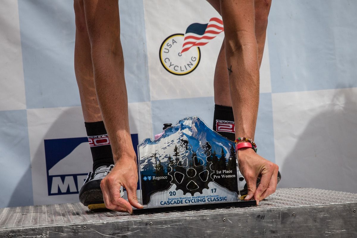 Allie Dragoo (Twenty20) places her new overall winner trophy